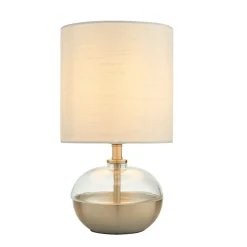 Emmy Satin Nickel and Clear Glass Table Lamp