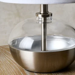 Emmy Satin Nickel and Clear Glass Table Lamp