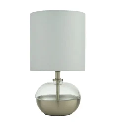 Emmy Satin Nickel and Clear Glass Table Lamp