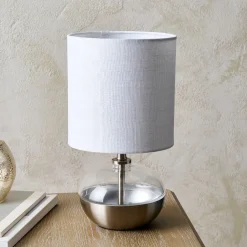Emmy Satin Nickel and Clear Glass Table Lamp