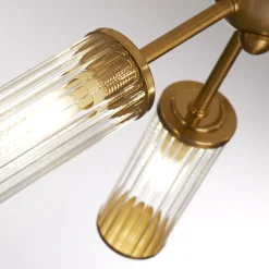 Enid Ribbed Glass & Brushed Gold Semi-Flush Ceiling Light