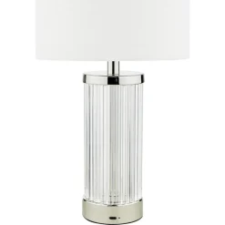 Enrico Polished Nickel and Glass Rechargeable Touch Table Lamp