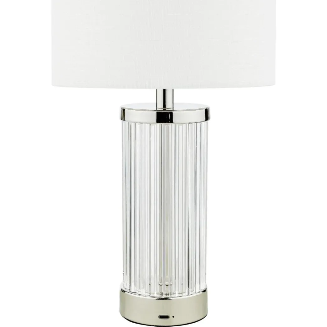 Enrico Polished Nickel and Glass Rechargeable Touch Table Lamp