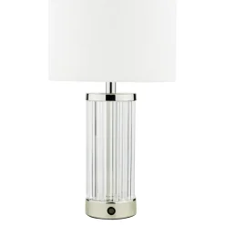 Enrico Polished Nickel and Glass Rechargeable Touch Table Lamp