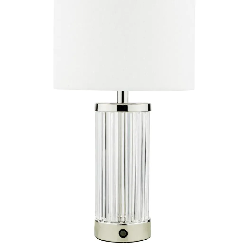 Enrico Polished Nickel and Glass Rechargeable Touch Table Lamp