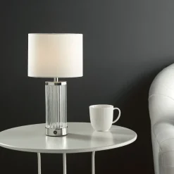 Enrico Polished Nickel and Glass Rechargeable Touch Table Lamp
