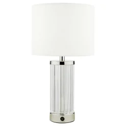 Enrico Polished Nickel and Glass Rechargeable Touch Table Lamp