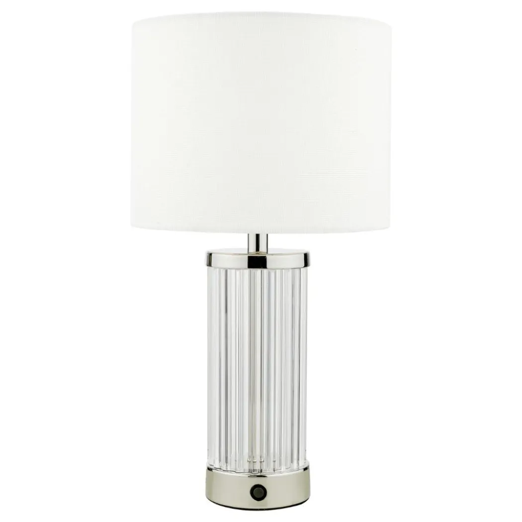 Enrico Polished Nickel and Glass Rechargeable Touch Table Lamp