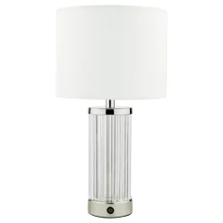 Enrico Polished Nickel and Glass Rechargeable Touch Table Lamp