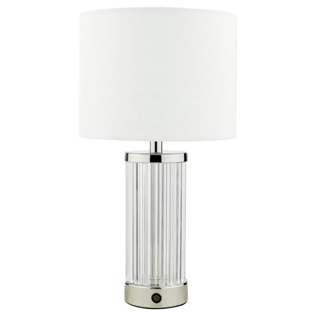Enrico Polished Nickel and Glass Rechargeable Touch Table Lamp