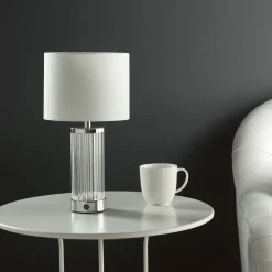 Enrico Polished Nickel and Glass Rechargeable Touch Table Lamp