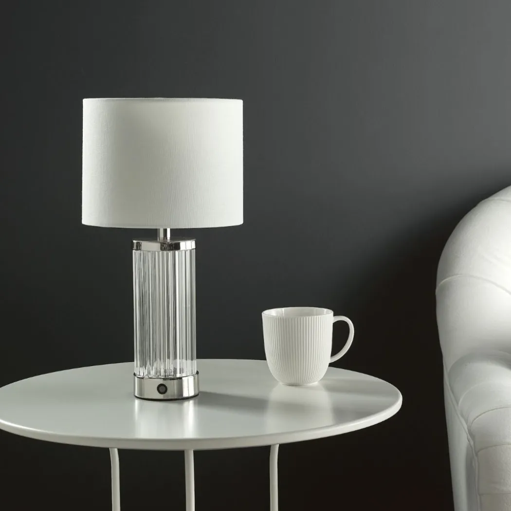 Enrico Polished Nickel and Glass Rechargeable Touch Table Lamp