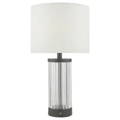 Enrico Satin Black and Glass Rechargeable Touch Table Lamp