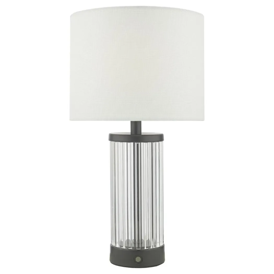 Enrico Satin Black and Glass Rechargeable Touch Table Lamp