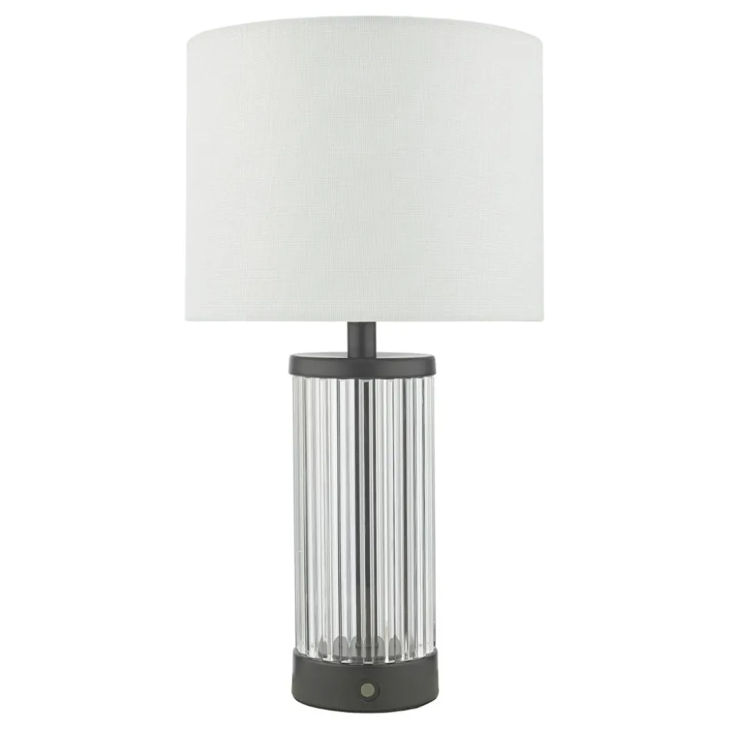 Enrico Satin Black and Glass Rechargeable Touch Table Lamp