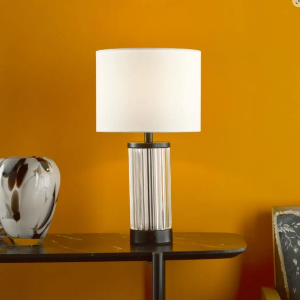 Enrico Satin Black and Glass Rechargeable Touch Table Lamp