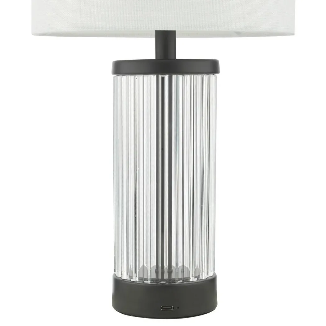 Enrico Satin Black and Glass Rechargeable Touch Table Lamp