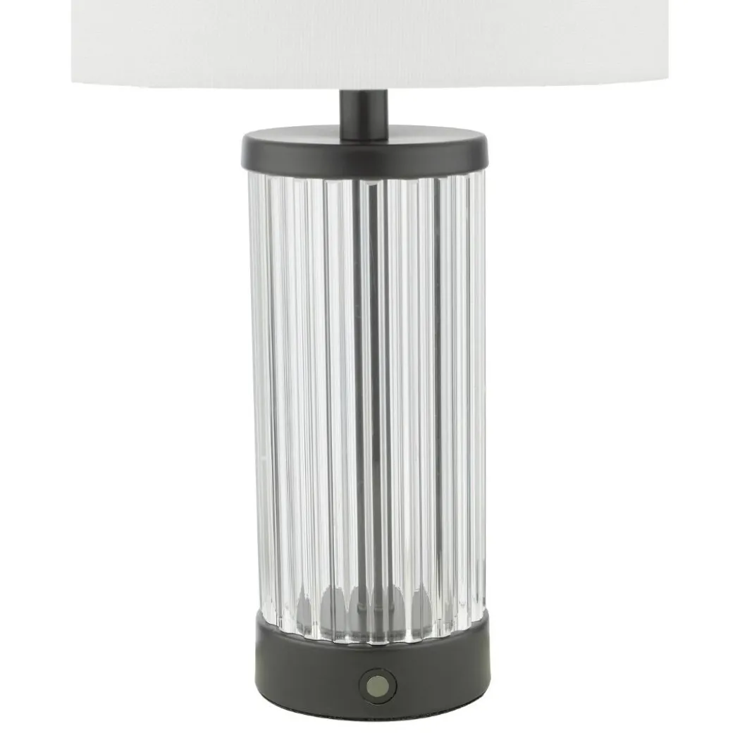 Enrico Satin Black and Glass Rechargeable Touch Table Lamp