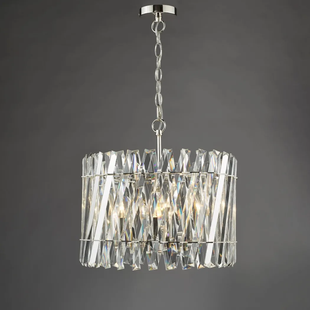 Entwine 6 Light Polished Nickel & Crystal Pendant Ceiling Light