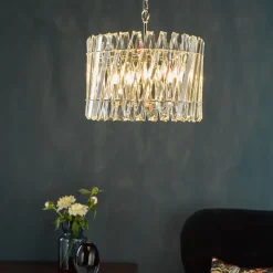 Entwine 6 Light Polished Nickel & Crystal Pendant Ceiling Light