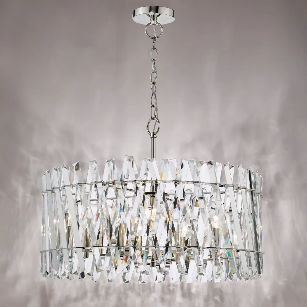 Entwine 8 Light Polished Nickel & Crystal Pendant Ceiling Light