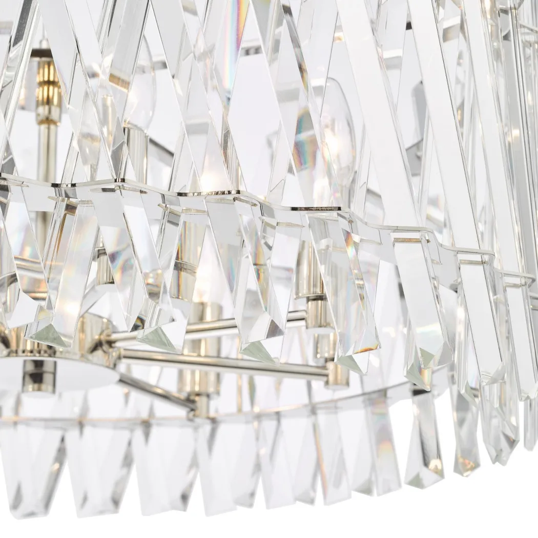 Entwine 8 Light Polished Nickel & Crystal Pendant Ceiling Light