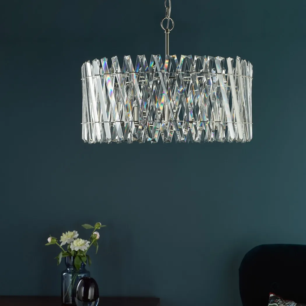 Entwine 8 Light Polished Nickel & Crystal Pendant Ceiling Light