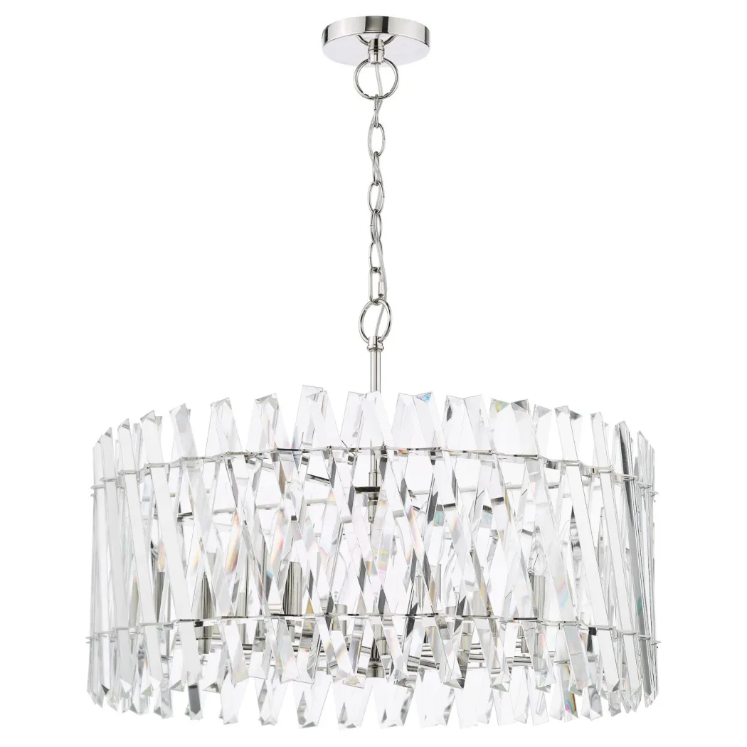 Entwine 8 Light Polished Nickel & Crystal Pendant Ceiling Light