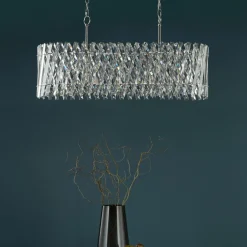 Entwine 10 Light Polished Nickel & Crystal Ceiling Pendant Bar