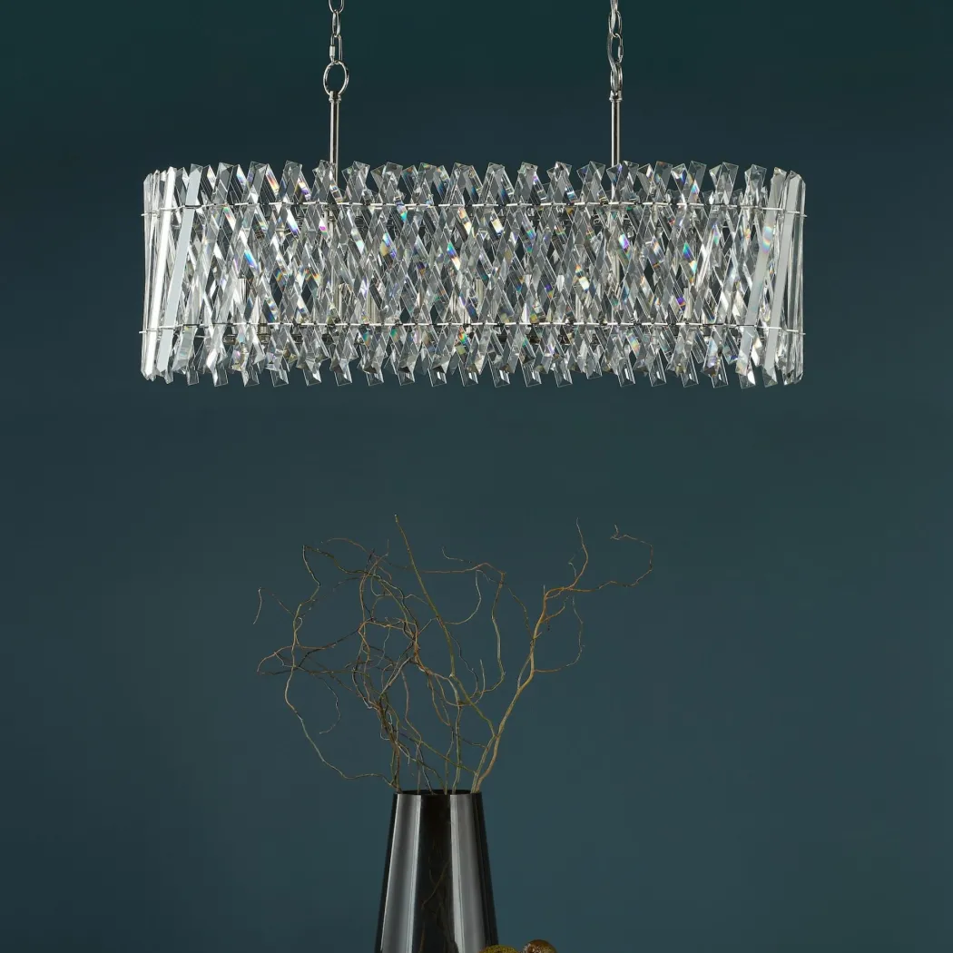 Entwine 10 Light Polished Nickel & Crystal Ceiling Pendant Bar
