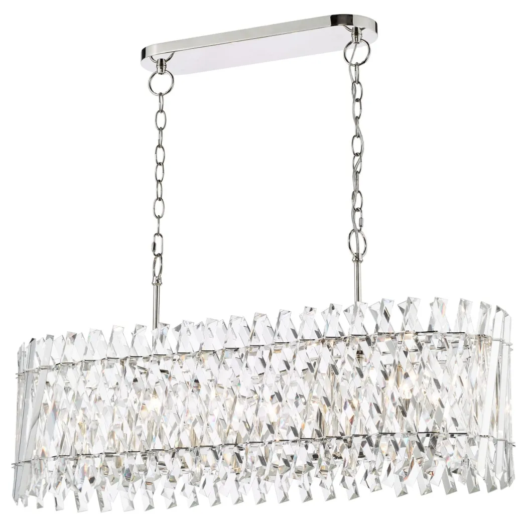 Entwine 10 Light Polished Nickel & Crystal Ceiling Pendant Bar