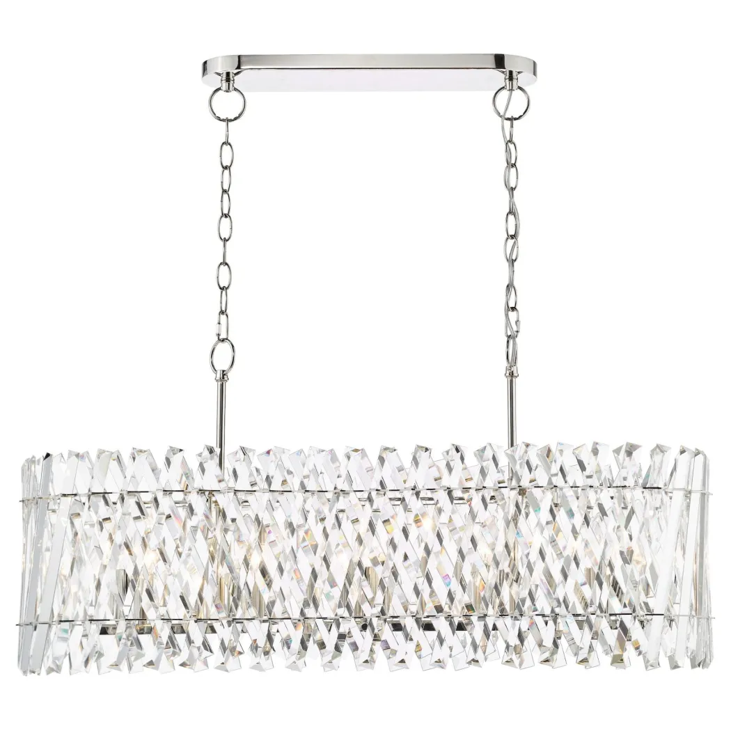 Entwine 10 Light Polished Nickel & Crystal Ceiling Pendant Bar