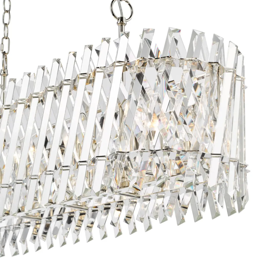 Entwine 10 Light Polished Nickel & Crystal Ceiling Pendant Bar