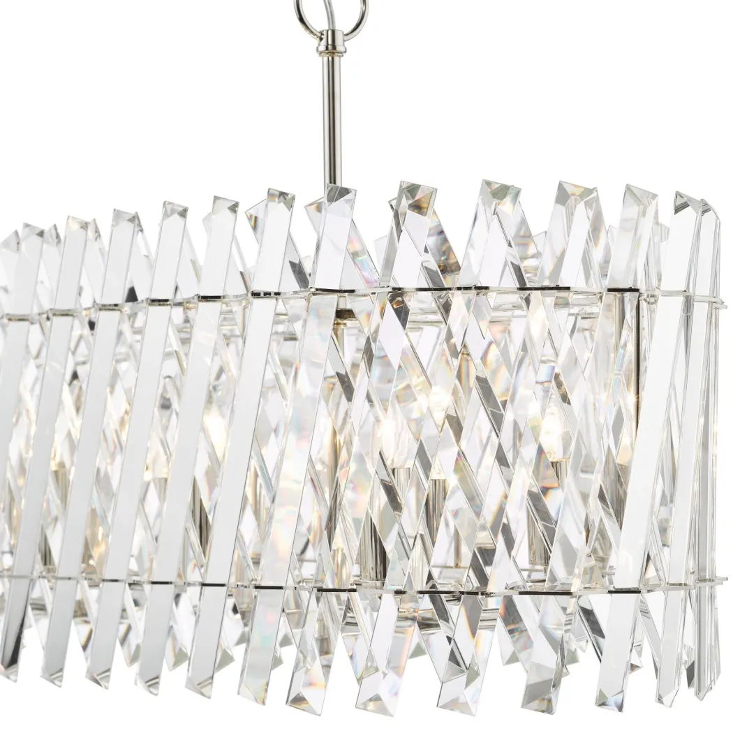 Entwine 10 Light Polished Nickel & Crystal Ceiling Pendant Bar