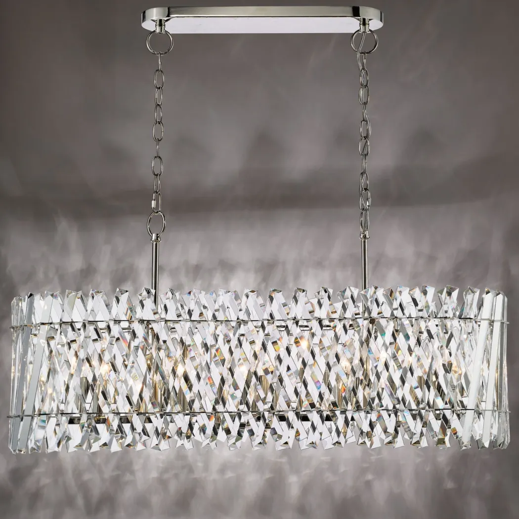 Entwine 10 Light Polished Nickel & Crystal Ceiling Pendant Bar