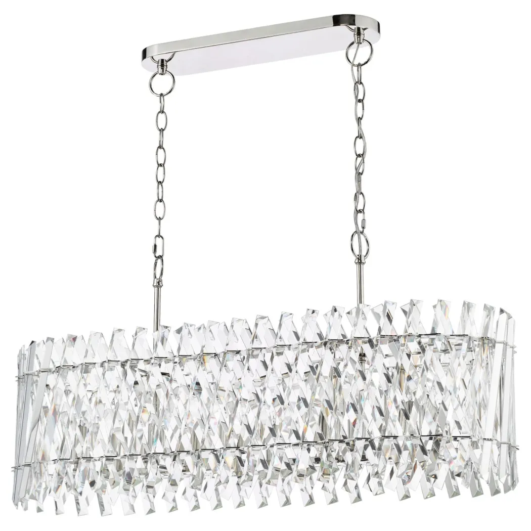Entwine 10 Light Polished Nickel & Crystal Ceiling Pendant Bar