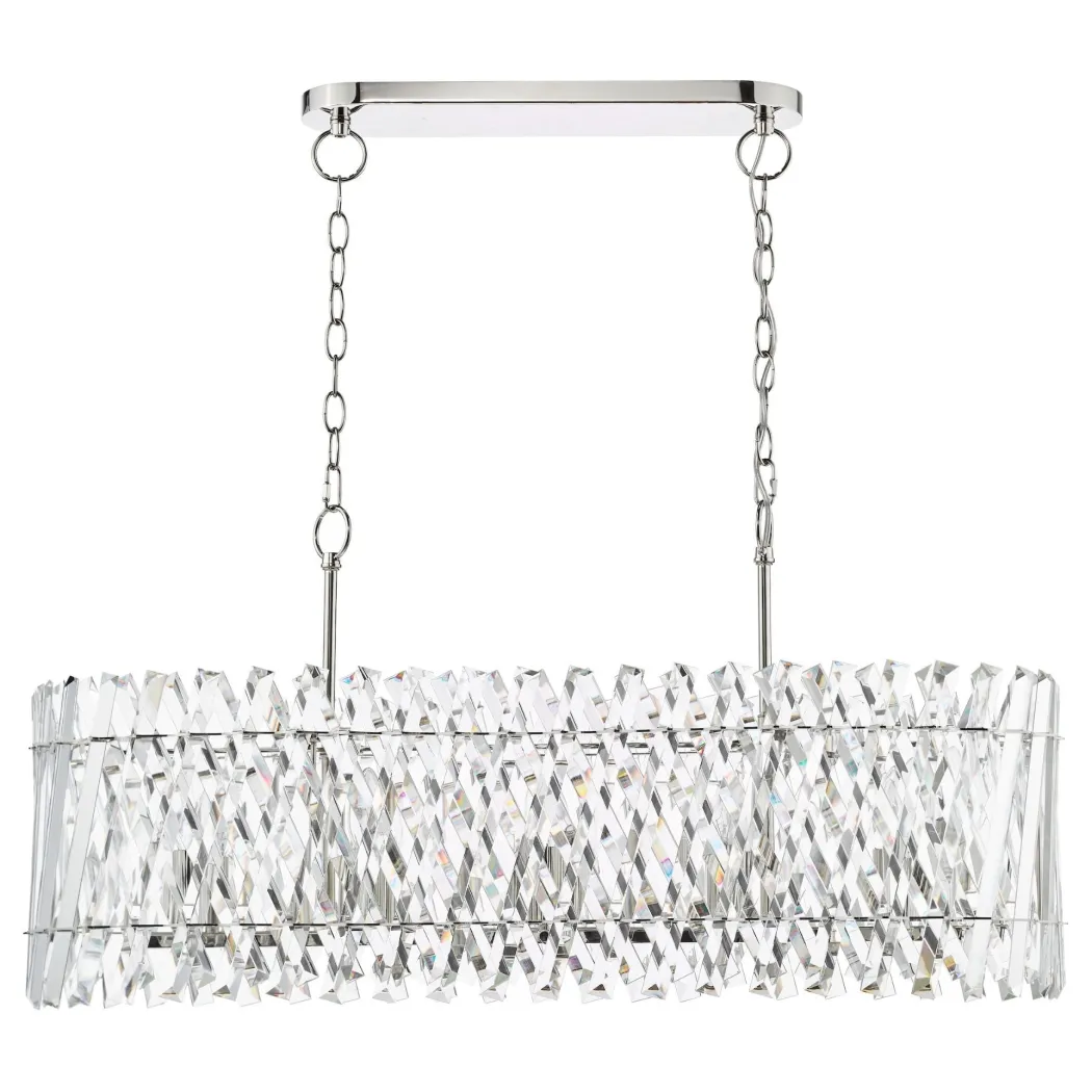 Entwine 10 Light Polished Nickel & Crystal Ceiling Pendant Bar