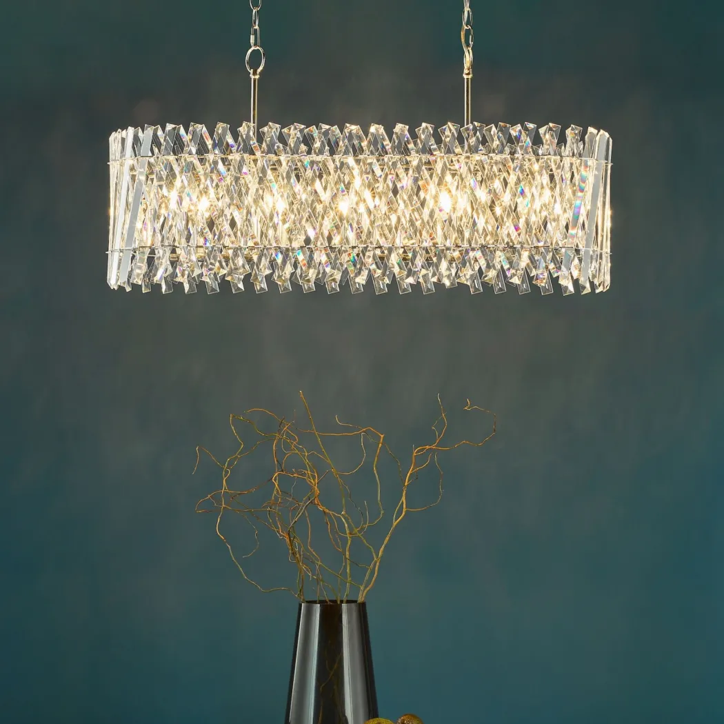 Entwine 10 Light Polished Nickel & Crystal Ceiling Pendant Bar