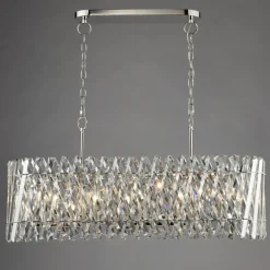 Entwine 10 Light Polished Nickel & Crystal Ceiling Pendant Bar
