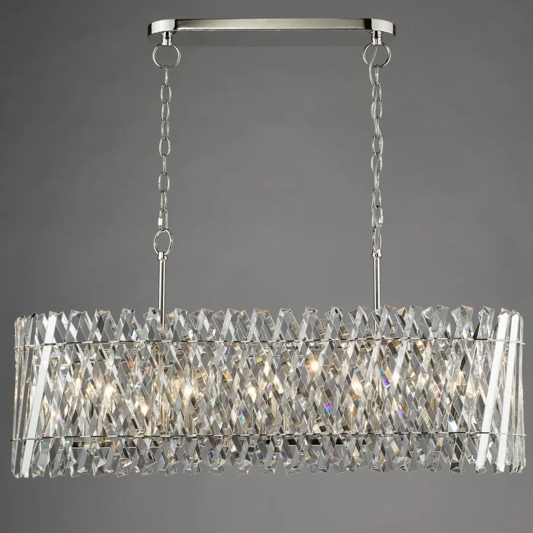 Entwine 10 Light Polished Nickel & Crystal Ceiling Pendant Bar