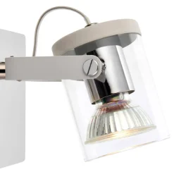 Errol 1 Light Polished Chrome and White Spotlight Ceiling Light with Glass Shade