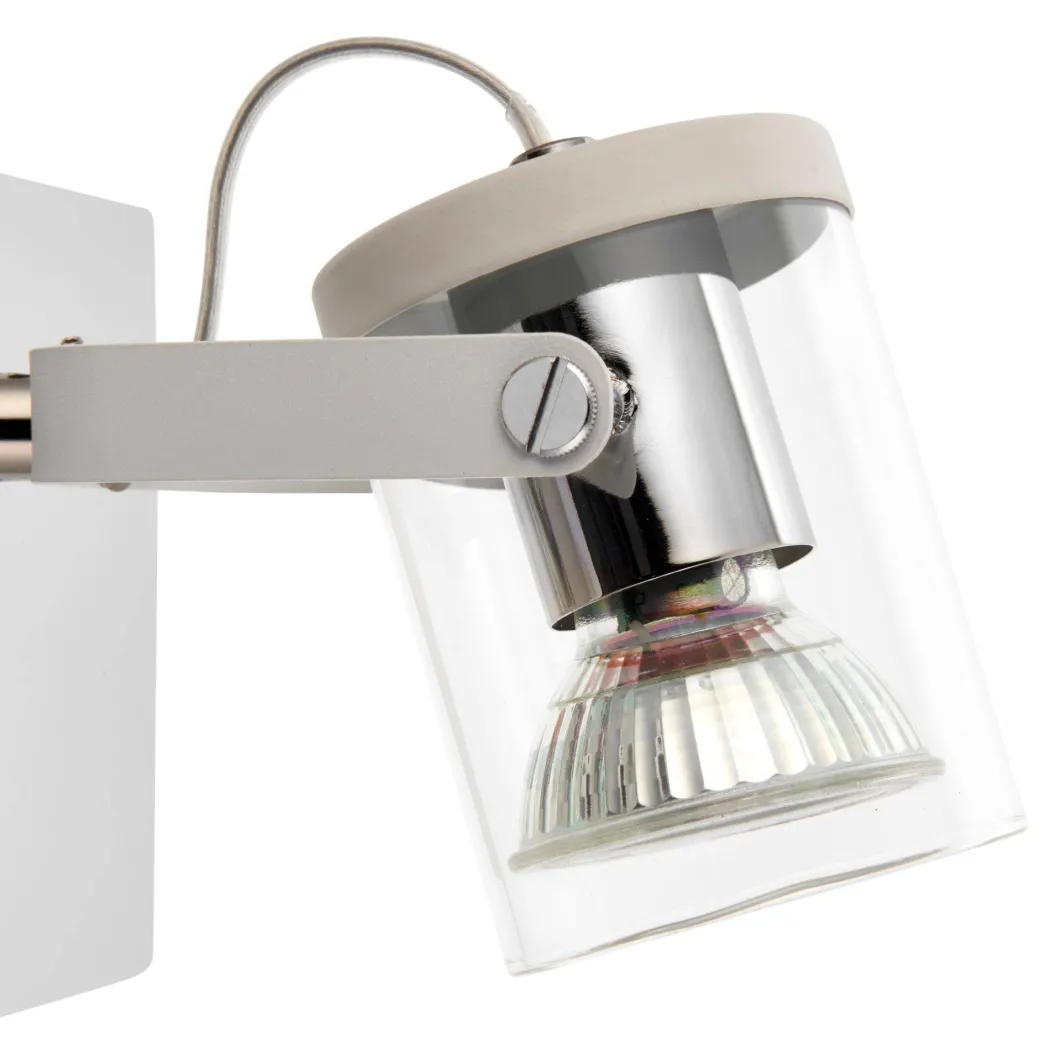 Errol 1 Light Polished Chrome and White Spotlight Ceiling Light with Glass Shade