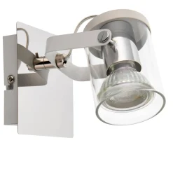 Errol 1 Light Polished Chrome and White Spotlight Ceiling Light with Glass Shade