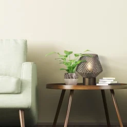 Eryka Grey & Smoked Glass Table Lamp