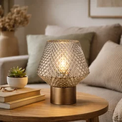 Eryka Grey & Smoked Glass Table Lamp