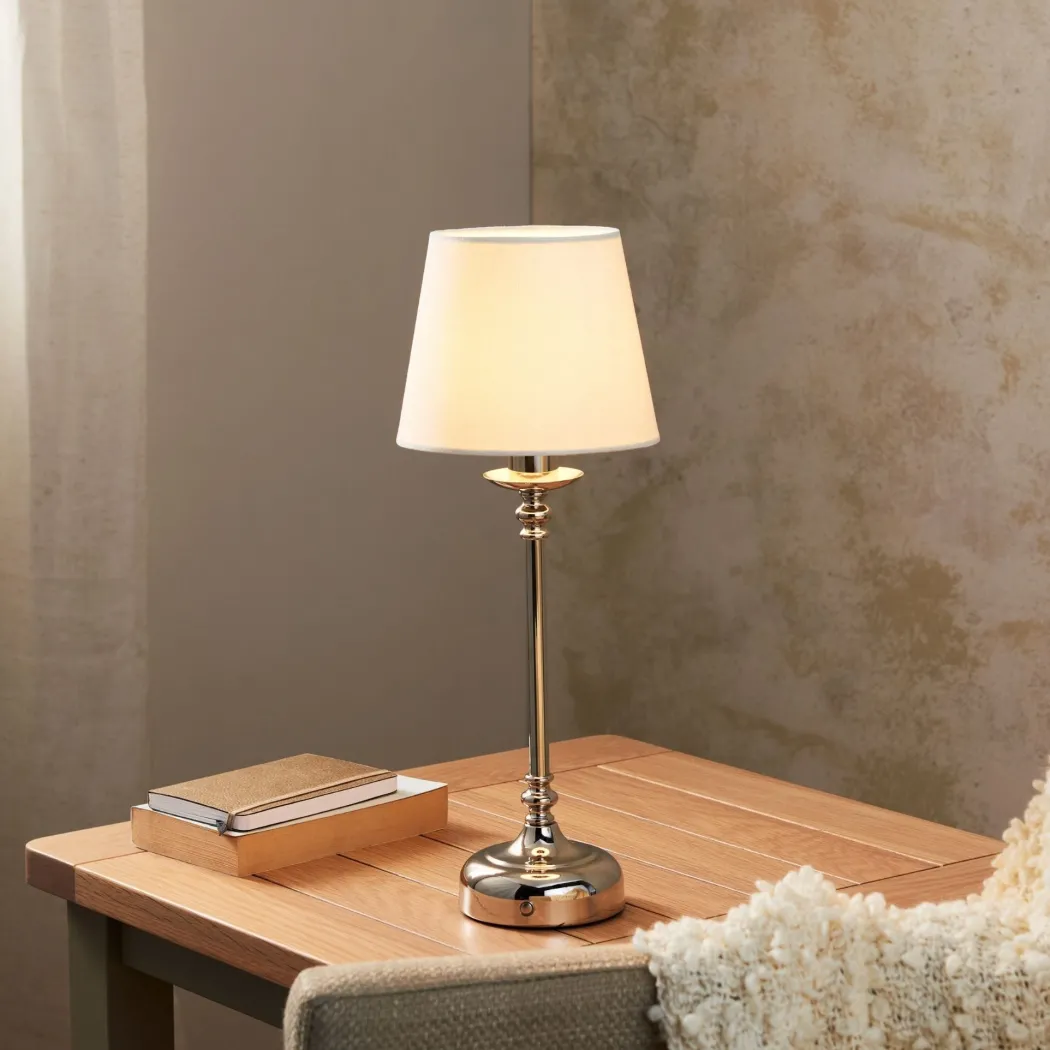 Fable Polished Chrome LED Rechargeable Touch Table Lamp