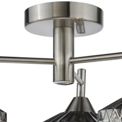 Fabrienne 3 Light Nickel & Smoked Glass Semi Flush Ceiling Light