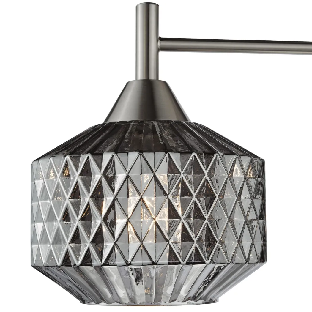 Fabrienne 3 Light Nickel & Smoked Glass Semi Flush Ceiling Light