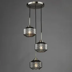 Fabrienne 3 Light Nickel & Smoked Glass Multidrop Ceiling Pendant
