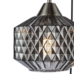 Fabrienne 3 Light Nickel & Smoked Glass Multidrop Ceiling Pendant